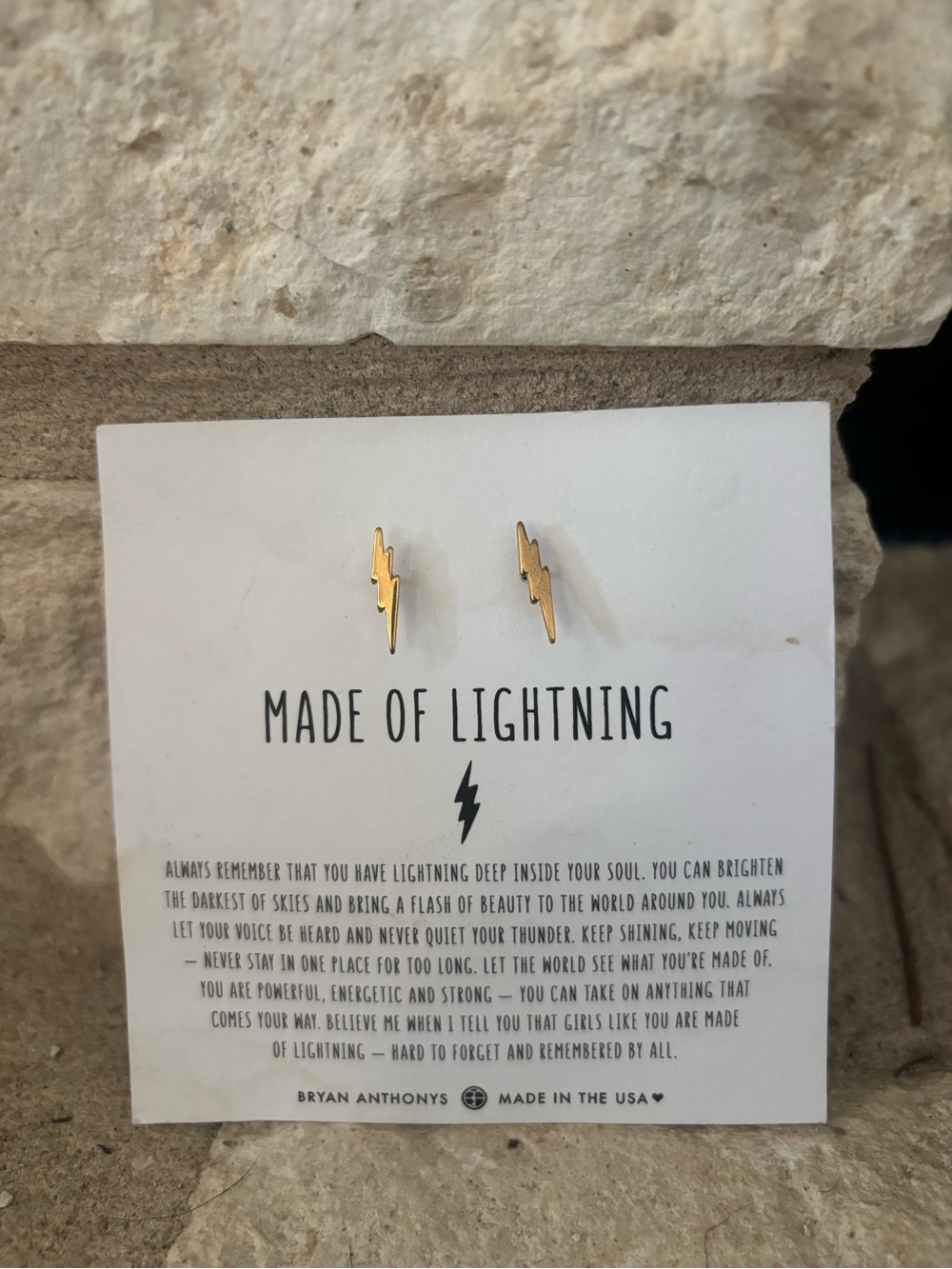 Bryan Anthony “Made of Lightning” Gold Lightning Bolt Stud Earrings